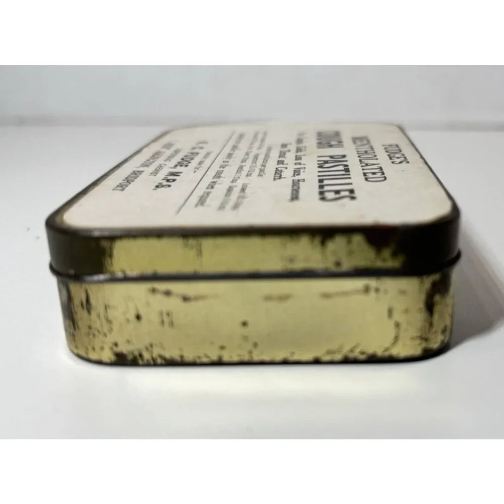 Vintage Fudge's Cough Pastilles Tin Chloroform and Ether on Ingredient List - Picture 5 of 8